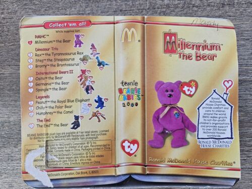 McDonalds Teenie Beanie Baby Millennium the Bear 2000 Happy Meal Toy w/Packaging - Picture 4 of 9