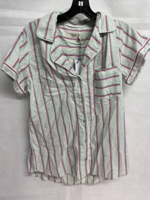 Ugg Australia Women Multicolor Short Sleeve Button-Down Sleep Shirt M