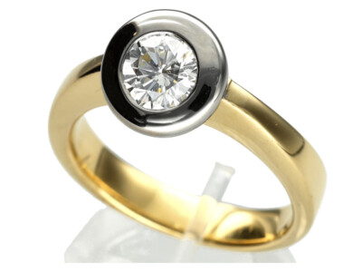 Original C´est Laudier Solitär Brillant Ring 750 Gelbgold Weißgold ca. 1,0 ct.