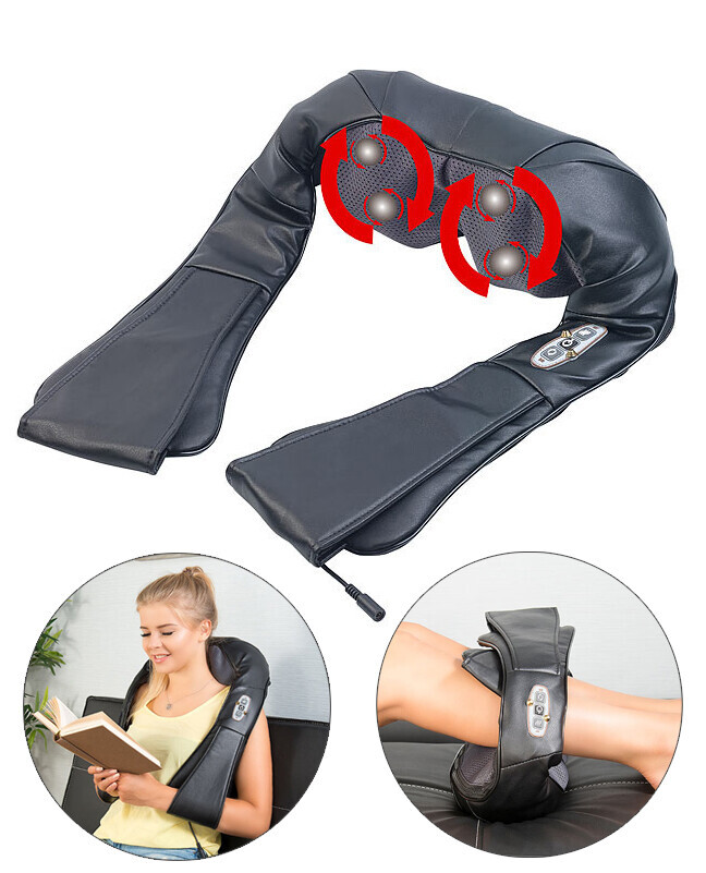 Appareil de massage shiatsu MA-200 en similicuir premium avec têtes rotatives en silicone souple