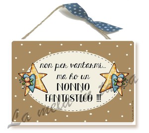 Targa Targhetta Decorativa Country Legno Per Porta Con Frasi Nonno Nipote Ebay