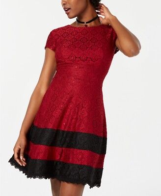 Teeze Me Junior's Lace Fit & Flare Dress Red Size 13