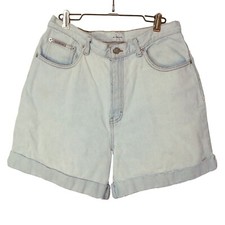 90s Calvin Klein Cuffed Denim Shorts Jorts L 12 Light High-Rise Soft Worn Fray