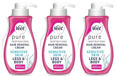 VEET Cream Hair Removal Sensitive Skin Pump 400ml x 3