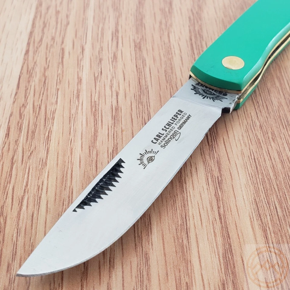 German Eye Clodbuster Jr Folding Knife Stainless Steel Blade Green Synthetic - Image 3 of 4