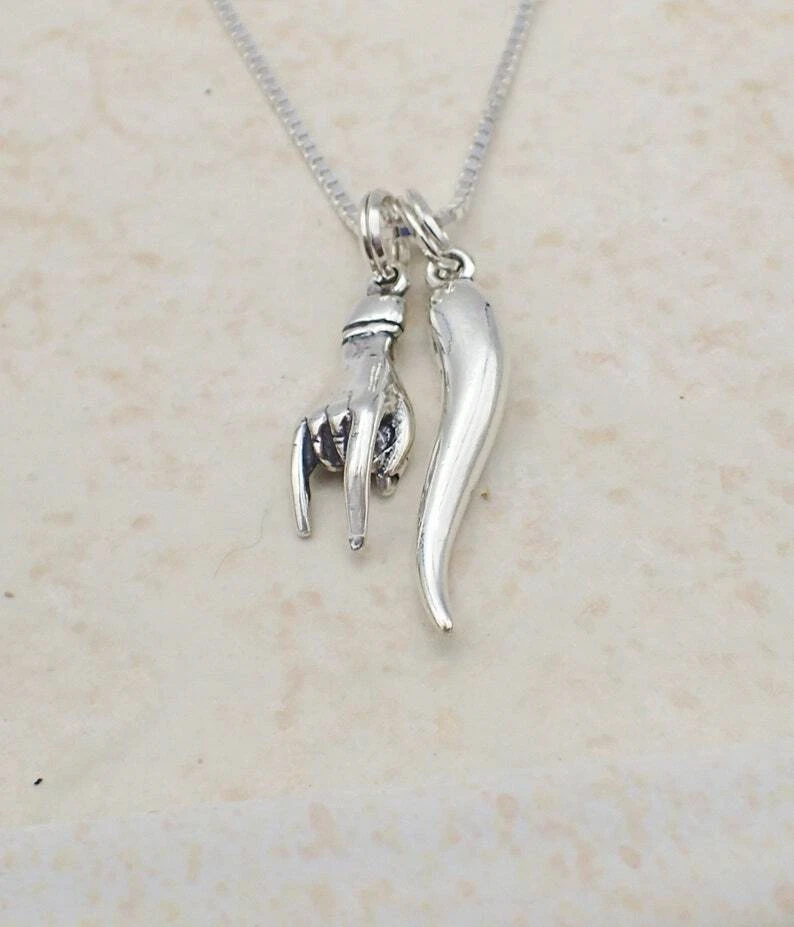 Buy Silver Necklace with Italian Horn Charm in Silver Necklaces ...