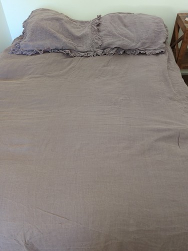 Wamsutta Vintage Linen King Duvet Cover & Euro Shams Dusty purple/brown