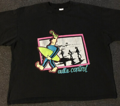 Vtg 80s OP Ocean Pacific Outta Control Boxy Shirt Surf Skate Vaporwave Grunge TC