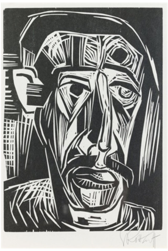 Karl Schmidt-Rotloff - Head of Man (Kopf Eines Mannes) - Woodcut
