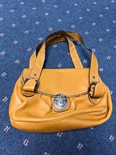 Marc Jacobs Pushlock Closure Shoulder Bag Brown Tan Leather Lock Camel Handbag