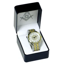 New Silver Tone Masonic Men's Wrist Watch Metal Band Mens Master Free Mason Gift