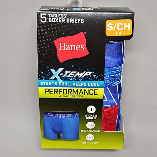 HANES Boxer Briefs 5-Pack Boy's Mesh Stretch X-Temp Size S 6/8 BX88P5 (New) - Picture 2 of 10