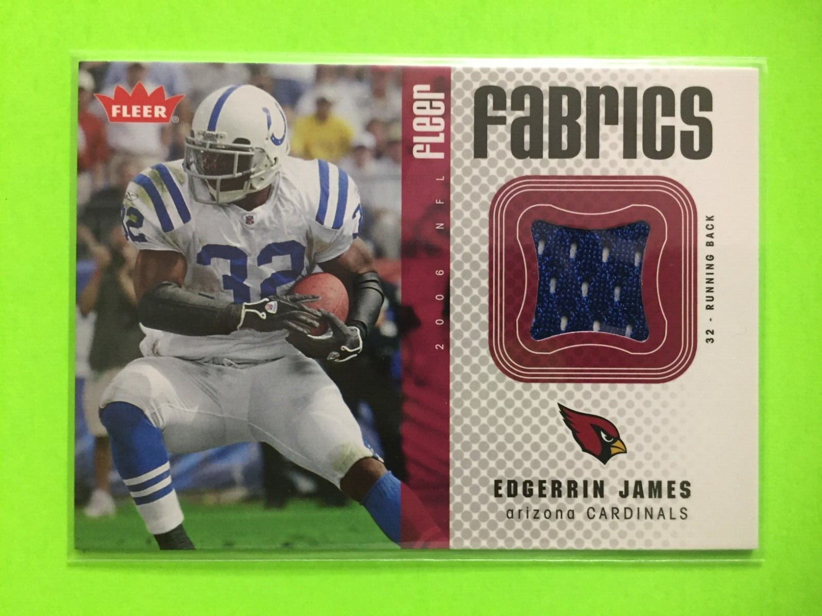 2006 Fleer Fabrics Edgerrin James Indianapolis Colts Jersey Card