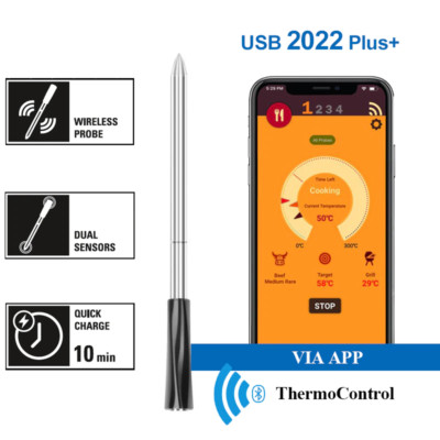 Wireless Smart Bluetooth Meat Thermometer for Oven/Grill/Smoker 