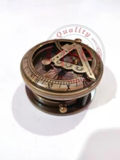 Handmade Antique Brass Folding Magnifying Glass Sundial Compass