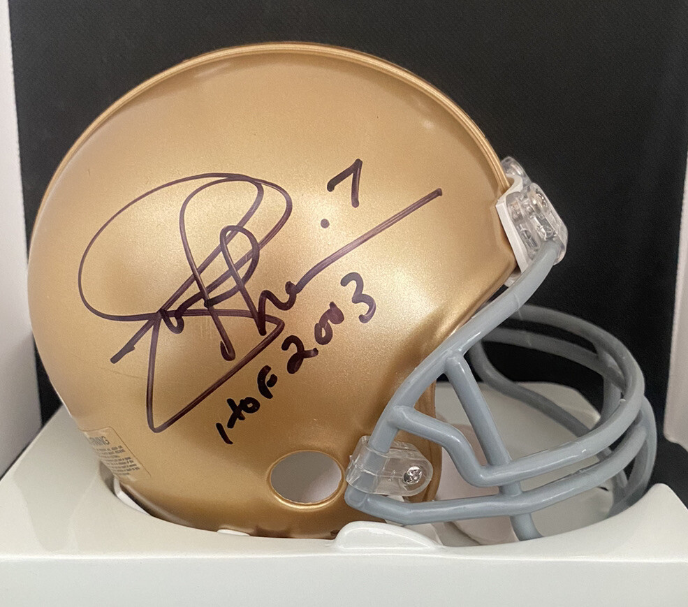 Joe Theismann Autographed Signed Notre Dame Fighting Irish #7 NOTRE DAME Mini Helmet - W/ HOF 2003 - JSA Certified 