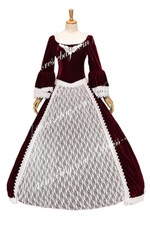 Marie Antoinette Victorian Wine Red Dress Ball Gown Prom Cosplay Costume