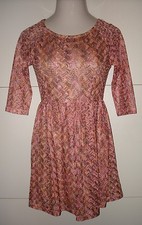 Womens FOREVER 21 Multi Colored 3/4 Sleeve Lace Lined Dress ~ Size Medium M ~