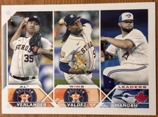 Brand New: 2023 topps American League Wins Leaders Trading Card