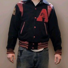 1950s Anniston Alabama Varsity Jacket Leather...