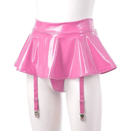 Falda de mujer Wetlook charol cintura alta skater faldas minifalda Clubwear DE - Imagen 52 de 60