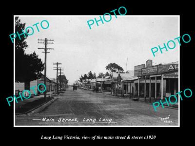 OLD 8x6 HISTORIC PHOTO OF LANG LANG VICTORIA VIEW OF MAIN St & STORES c1920