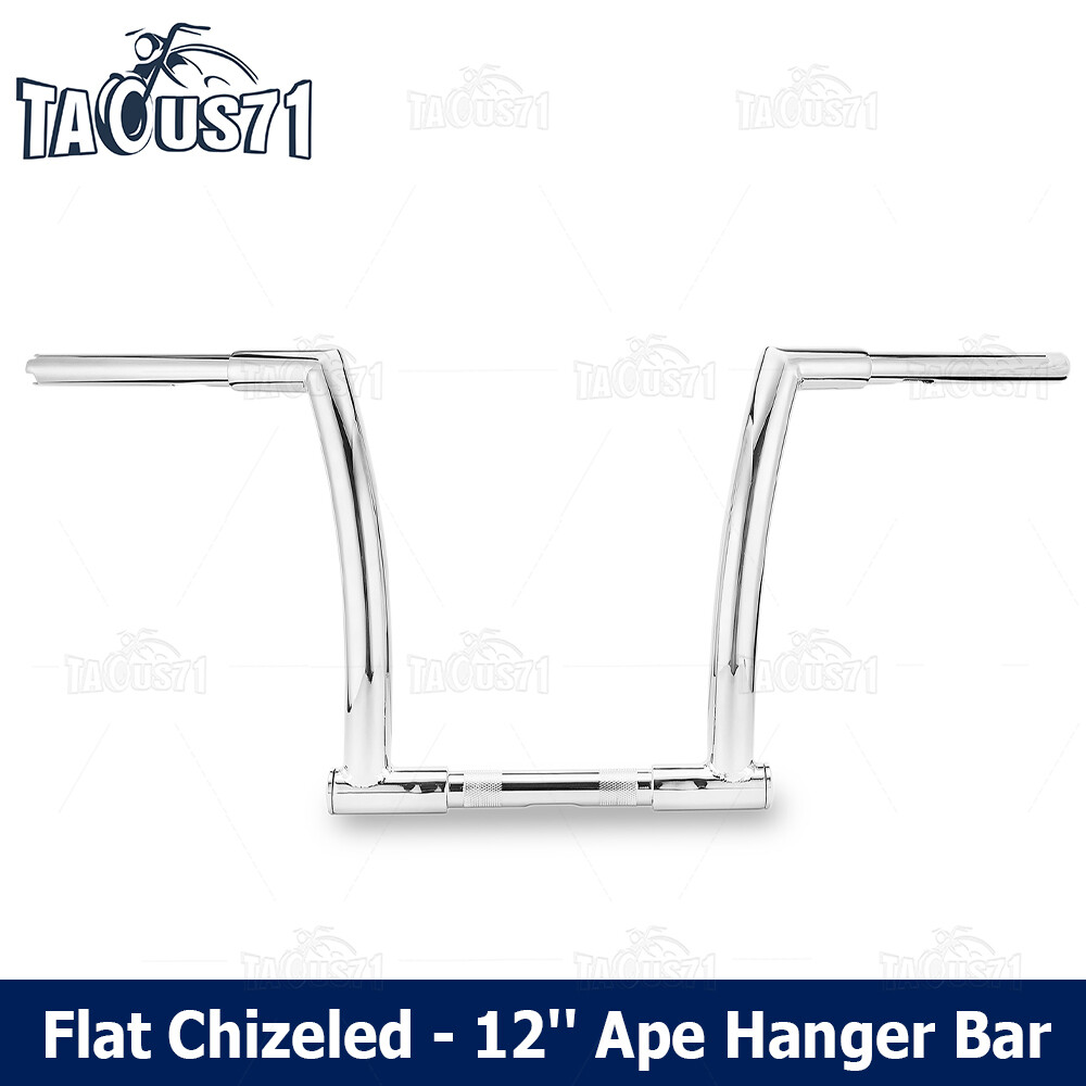 12'' Rise Flat Chizeled Ape Hangers Handlebar For Harley Dyna Sportster