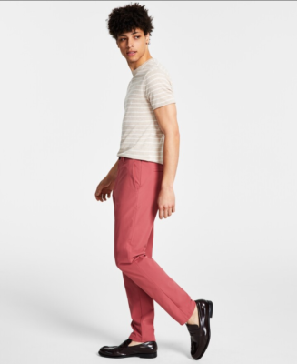 Calvin Klein Mens Slim Fit Rose Red Dress Pants 33 x 32, Men's