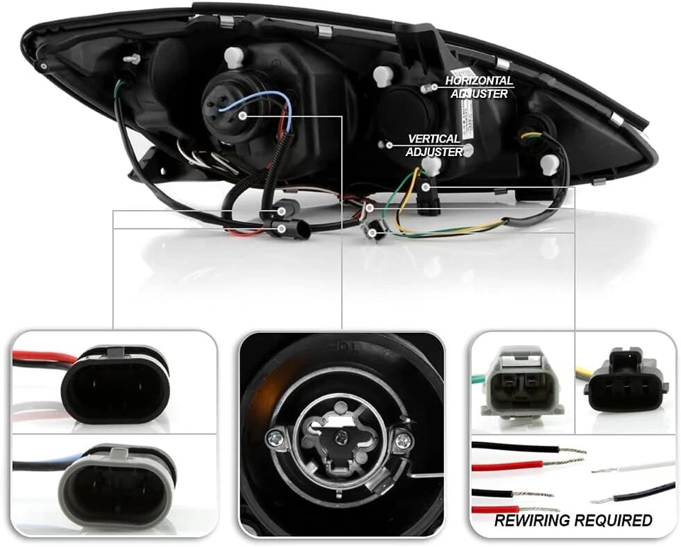 Faros proyectores de humo LED de doble halo Gunmetal para Toyota Camry 2002-2006 Foto 2 de 4