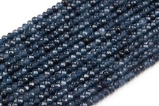 3x2MM Deep Blue Jade Beads Grade AAA Faceted Rondelle Loose Beads 13.5"