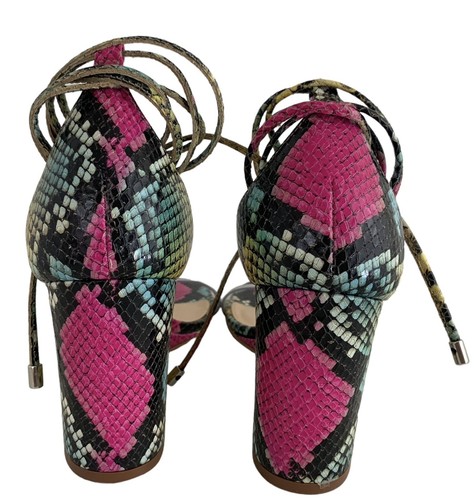Vince Camuto Stassia Women’s Sz-9.5 Lace Up Wedge Sandals Colorful Snake New - Picture 5 of 9