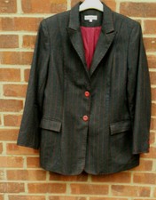 Luca Giordani Grey Red Pinstripe Wool Blend Jacket Uk Size 18 Fr 46 D 44 Il 50