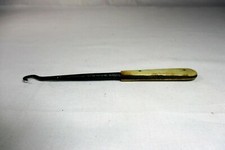 VINTAGE BONE, IVORY OR CELLULOID HANDLE CORSET BUTTON HOOK