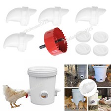 4 Ports Chicken Feeder Poultry DIY Gravity Feeding Kit For Bucket Bins No Waste