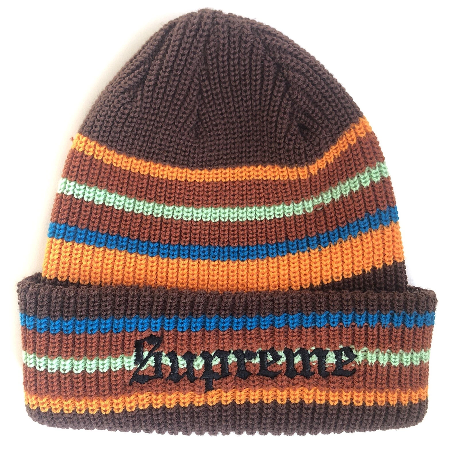 BONNET Supreme à rayures lumineuses marron