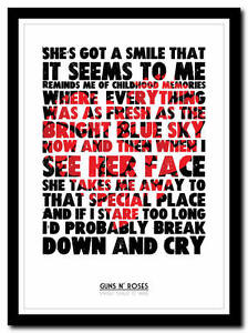 Download Guns N' Roses - Sweet Child O' Mine lyric poster ...