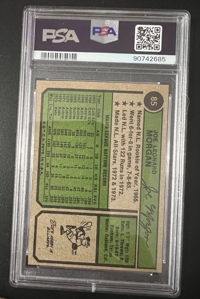 1974 Topps Joe Morgan HOF #85 PSA 8 - Imagem 2 de 2