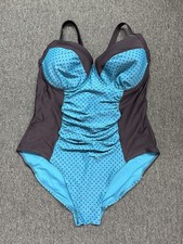 Terra Sky Plus Size 2X 20W-22W Green/Black Polka Dot One-Piece Swimsuit