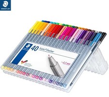 STAEDTLER 40 Triplus Fineliner Pens Art Colouring Markers Easel Case Germany