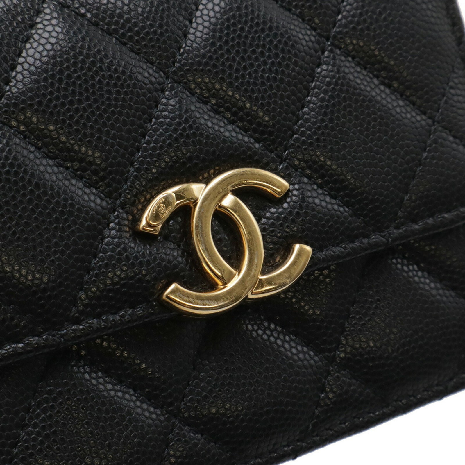 CHANEL Matelassé Coco Mark Belt Bag Chain Handbag Pouch CaviarSkin... GZl1gsit image 5