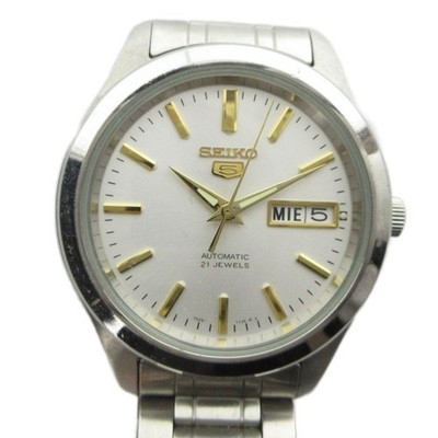 SEIKO 5 Sports 7S26 Wristwatch Automatic White Dial Calendar Silver Color MQ Fro