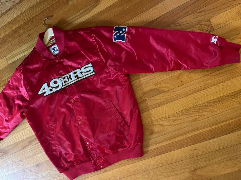 Chaqueta Bomber Vintage Starters NFL San Francisco 49ers Rojo Satinado Talla XL Foto 3 de 4