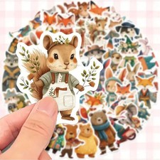 50pc Vintage Cottagecore Woodland Animals In Outfits Stickers Pack Lot Scrapbook