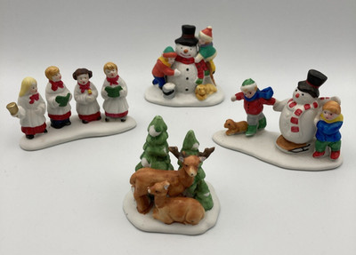 Lot of 4 Vintage Lemax Dickensvale Christmas Village Collectibles 1990's w/ Box