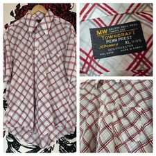 VTG Towncraft JCPenney MCM Mod Tapered Button Up Disco Hippie Shirt 17 XL T