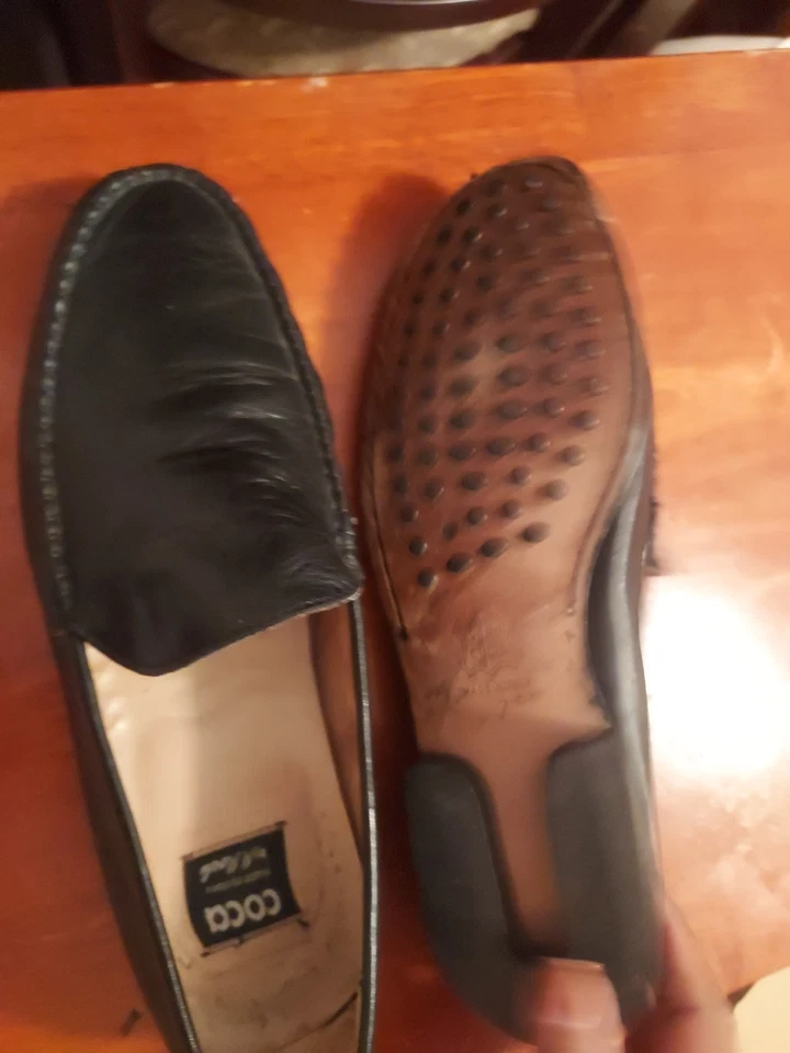 Vero Cuoio Mocasines Sin Cordones Negros Hombres Zapatos Talla 7 Hecho en Italia Foto 2 de 4