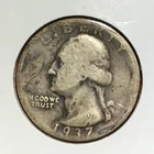 1937D US Washington SILVER Quarter! "Denver" Mint! Early Date! Old US Coin!