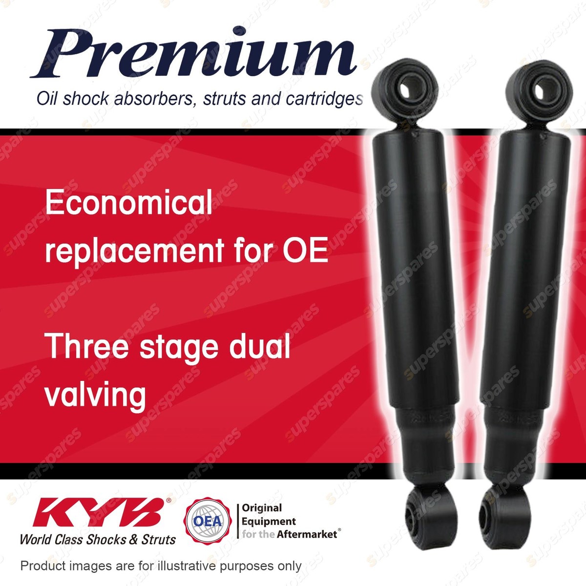 ジュピカ 2x Rear KYB Premium Shock Absorbers for Daihatsu Delta OE