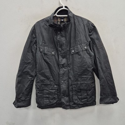 Barbour Duke 4oz Wax Waterproof Lightweight Biker Rain Coat Black Jacket Small