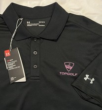 Under Armour Golf Topgolf Polo Shirt Large Loose Black HeatGear Performance NWT